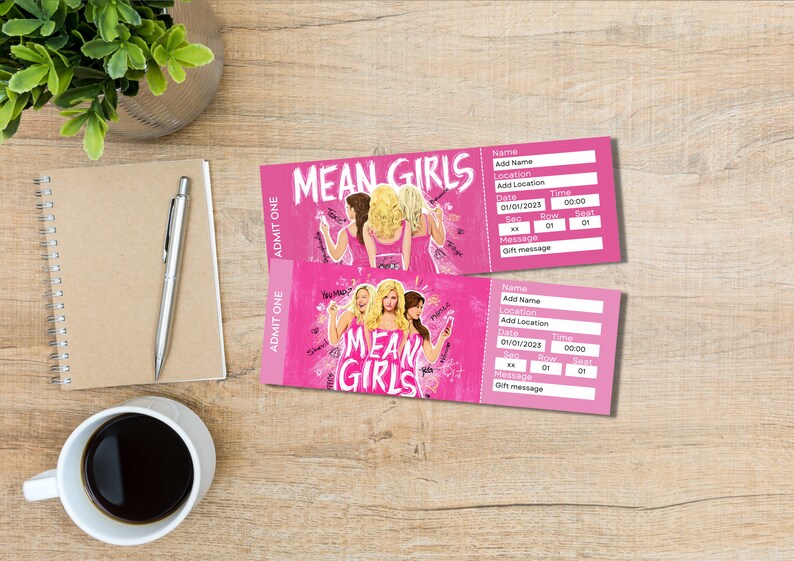 Editable Mean Girls broadway ticket template Printable Mean Etsy.de