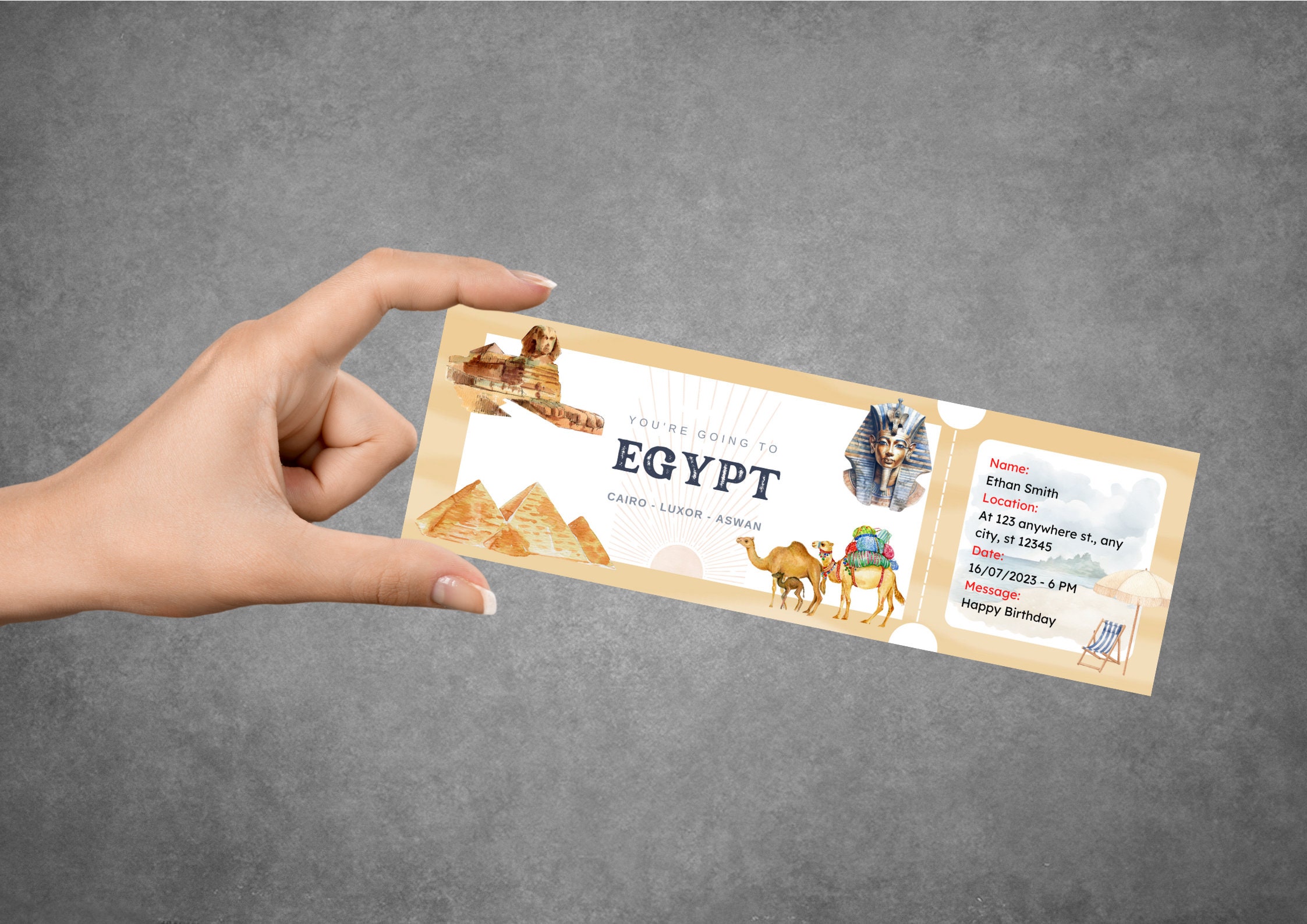 Editable Egypt Ticket Template Printable Egypt Boarding Pass Etsy
