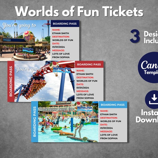 Worlds of Fun Ticket Etsy