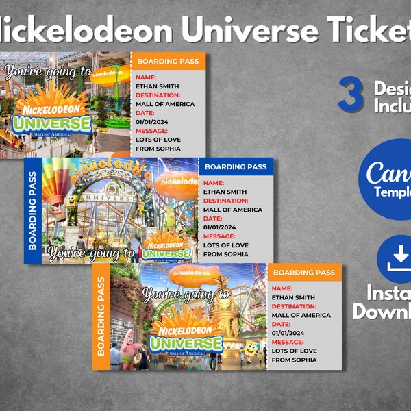 Nickelodeon Universe American Dream Ticket Etsy