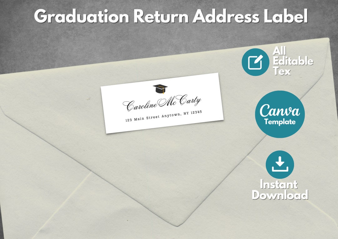 Editable Graduation Return Address Label Template Printable - Etsy