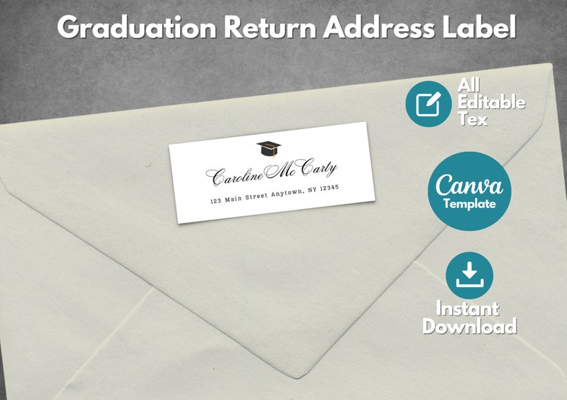 Editable Graduation Return Address Label Template Printable Etsy