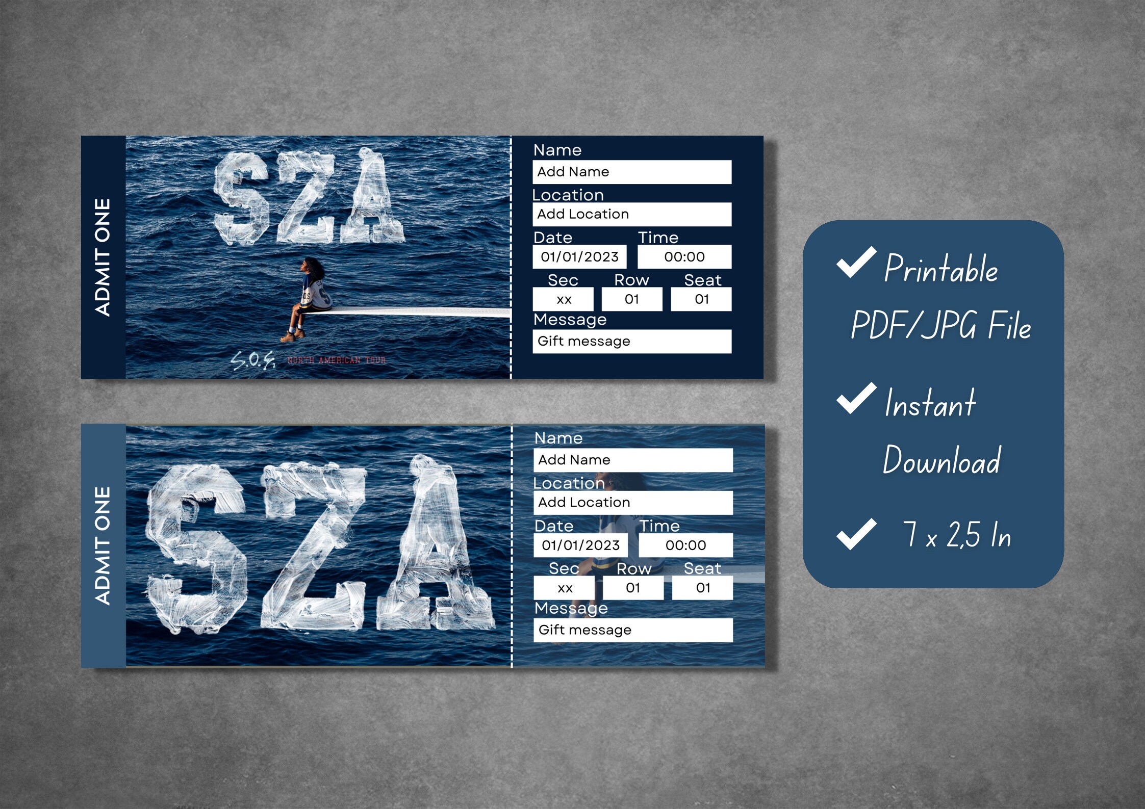 Editable SZA Concert Surprise Ticket Template Printable SZA Etsy