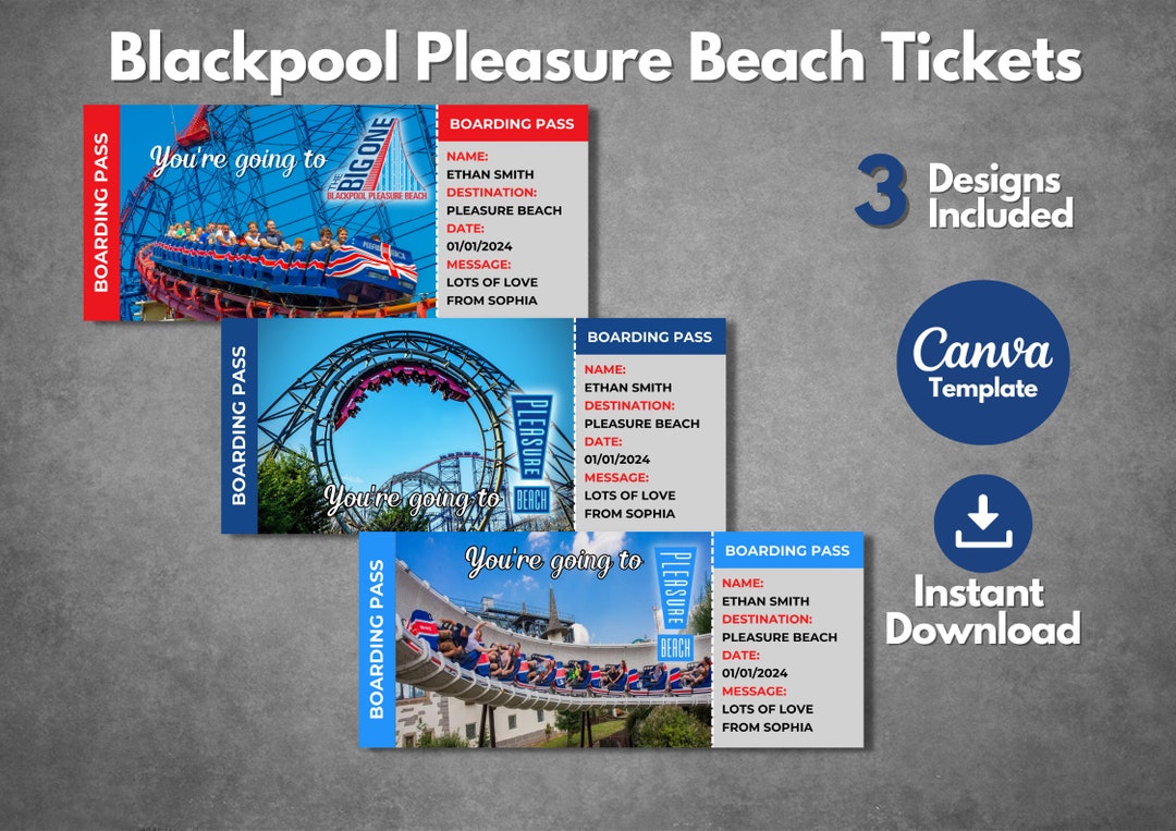 Editable Blackpool Pleasure Beach Surprise Ticket Template Etsy