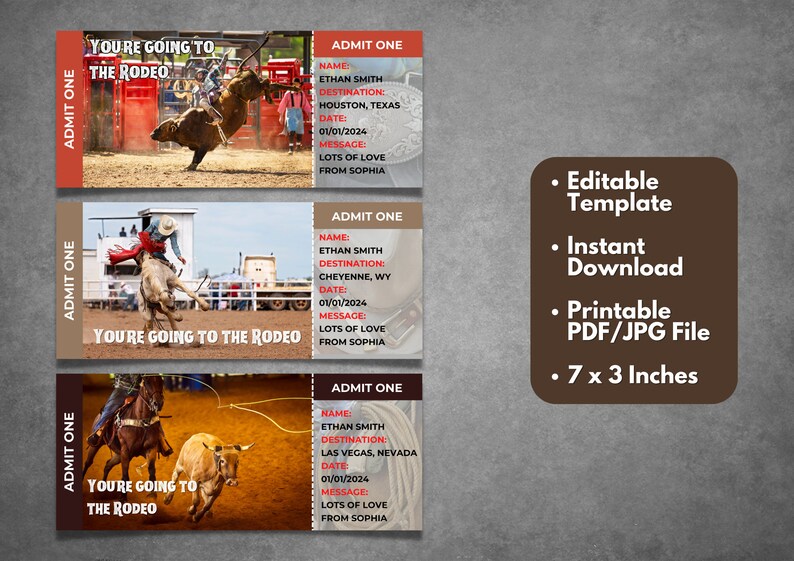 Editable Rodeo ticket template Printable Rodeo voucher Etsy México