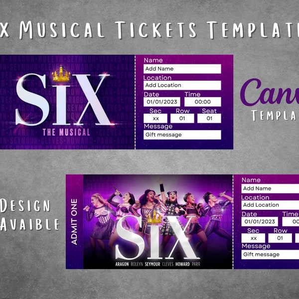 Six the Musical Ticket Template Etsy