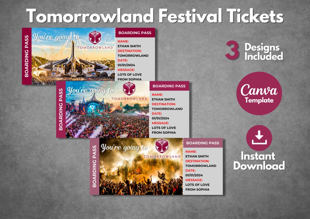 Editable Tomorrowland Surprise Ticket Template Printable Etsy