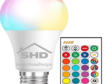 LED Dimmable Light Bulb 10W 800LM 2700 - 6500K, RGBCWCCT Color Changing Light Bulbs w/ Remote Control RGB Modes, A16 E26 Screw Base