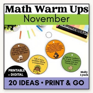 November Math Warm Ups, 1st Grade Daily Math Review, Spiral Review Morning Work