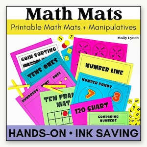 Math Tool Kit Mats for Kindergarten, Printable Math Mats & Manipulatives, Math Center Helper K-1