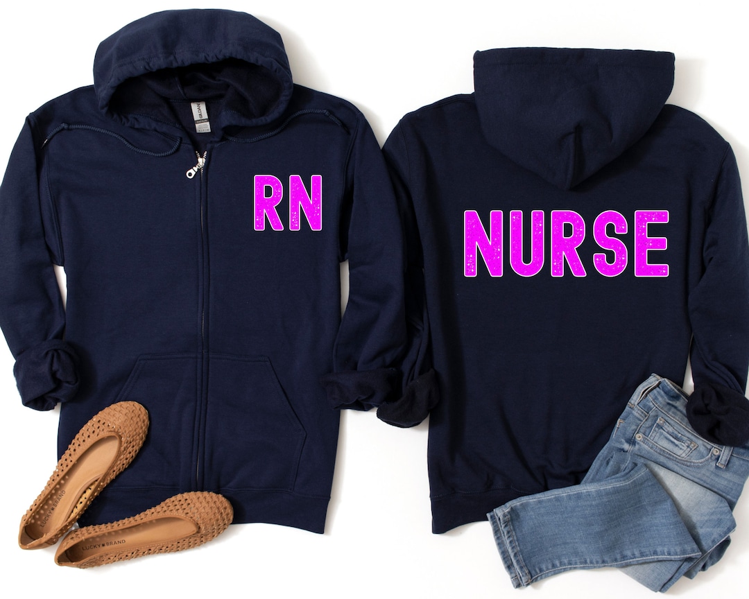 Nurse Zip up Hoodie, Full Zip Nursing Jacket, Hospital Hoodie, Unisex Full Zip Registered Nurse