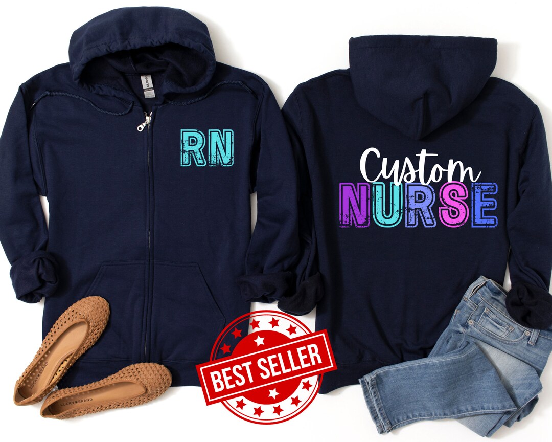 Personalized Nurse Zip up Sweatshirt Custom Nursing Jacket Etsy