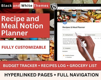 Notion Meal Planner Template: Budget, Recipes, Groceries (Digital Download)
