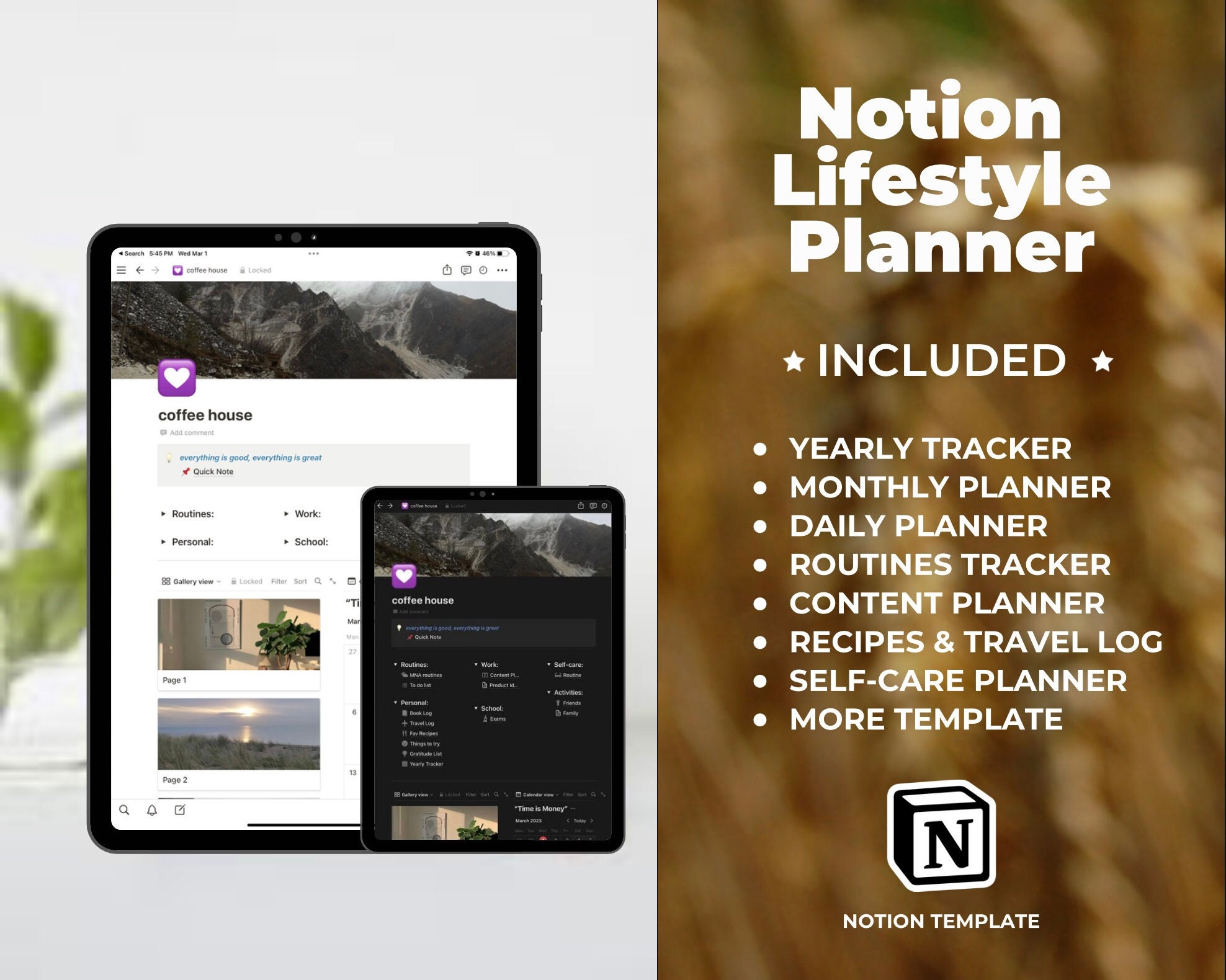 All-in-One Notion Productivity Planner Templates (Digital Download)