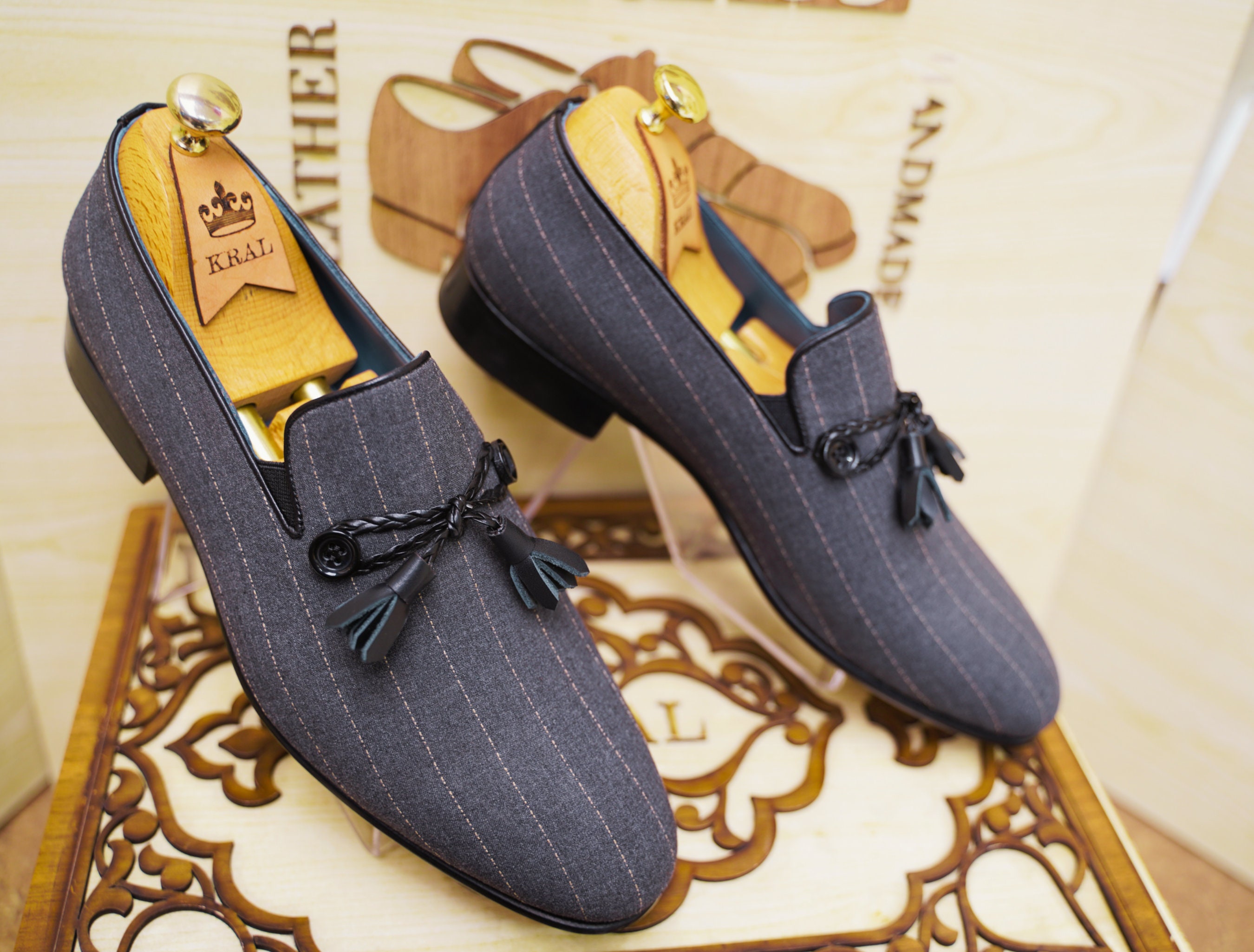 JOY&MARIO Handmade Women's Slip-On Espadrille Denim Loafers Wedges