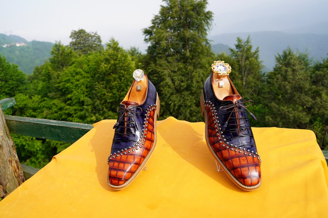 Custommadecustom Made Men's Shoes Croco Leather Exotic Men's Shoes Etsy