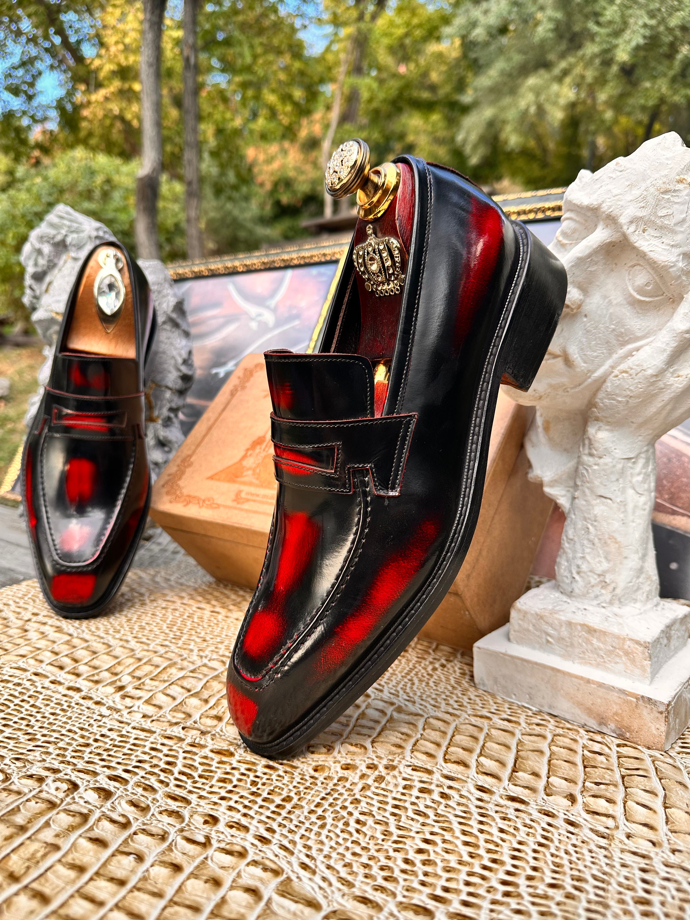 Mens red patent leather hotsell shoes
