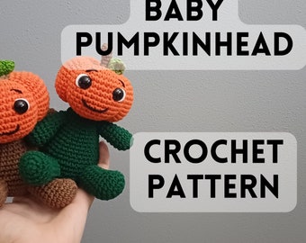 Patrón de crochet de Little Pumpkinhead: detallado, apto para principiantes. Adorable criatura de temporada de Halloween, lindo monstruo de peluche otoñal