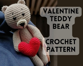 Oso de peluche de ganchillo con patrón de corazón: costura mínima para principiantes