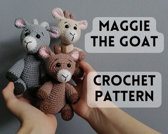 Patrón de crochet de Maggie la cabra: fácil de usar y detallado para principiantes. Lindo animal de peluche, adorable cabra de rápido crecimiento, apto para el mercado