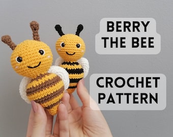 Patrón de crochet de la abeja Berry: fácil de usar y detallado para principiantes. Animalito adorable y esponjoso, peluche colorido y lindo