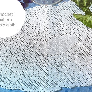 Filet crochet pattern oval doily Mandala | doily - vintage
