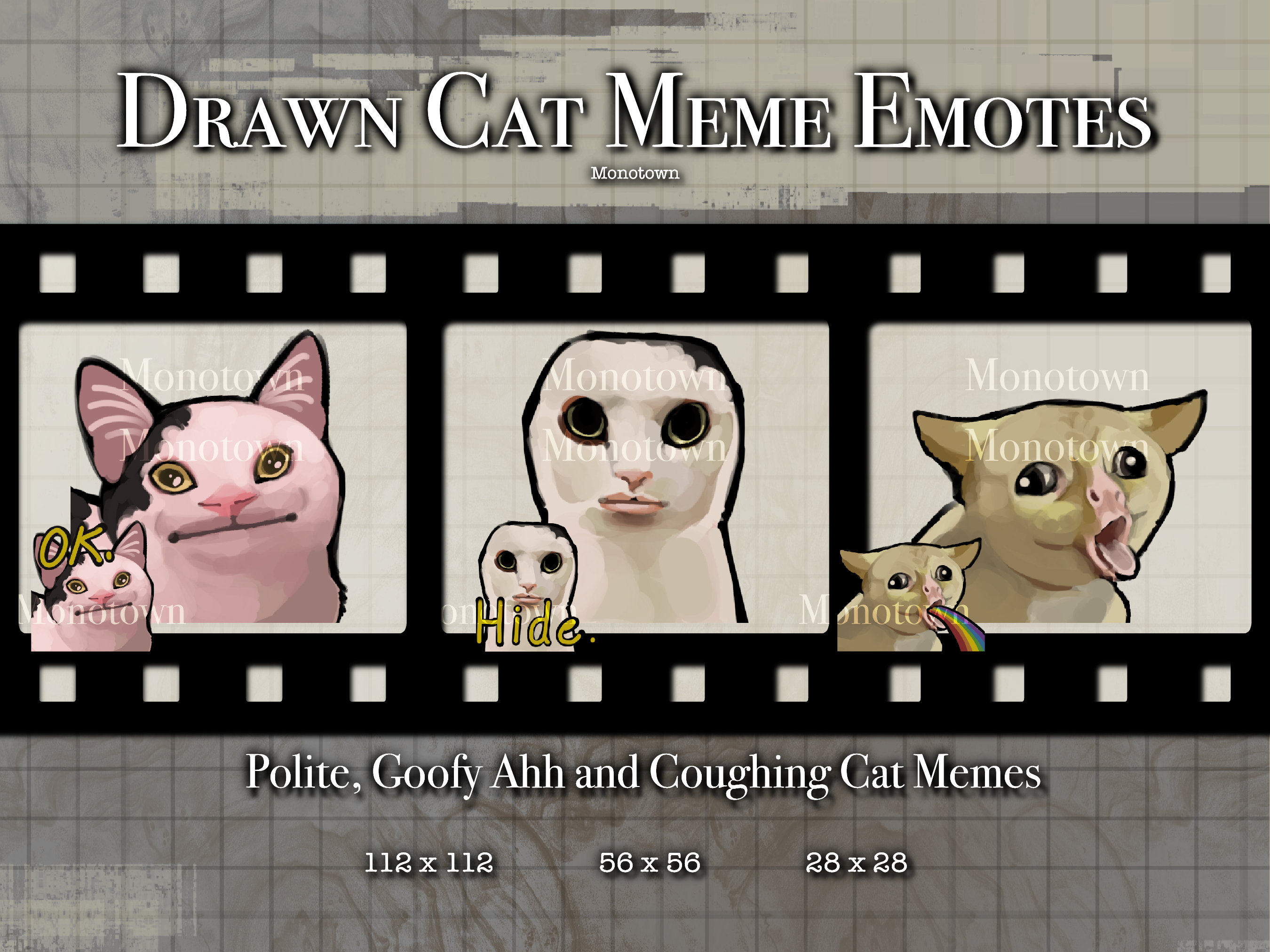 6 Semi Realistic Cat Meme Twitch Emotes Polite Goofy Ahh Etsy Israel 