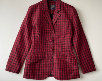 Monsoon Twilight Plaid Blazer Raw Silk Tartan Single Breasted Fitted Gothic 10