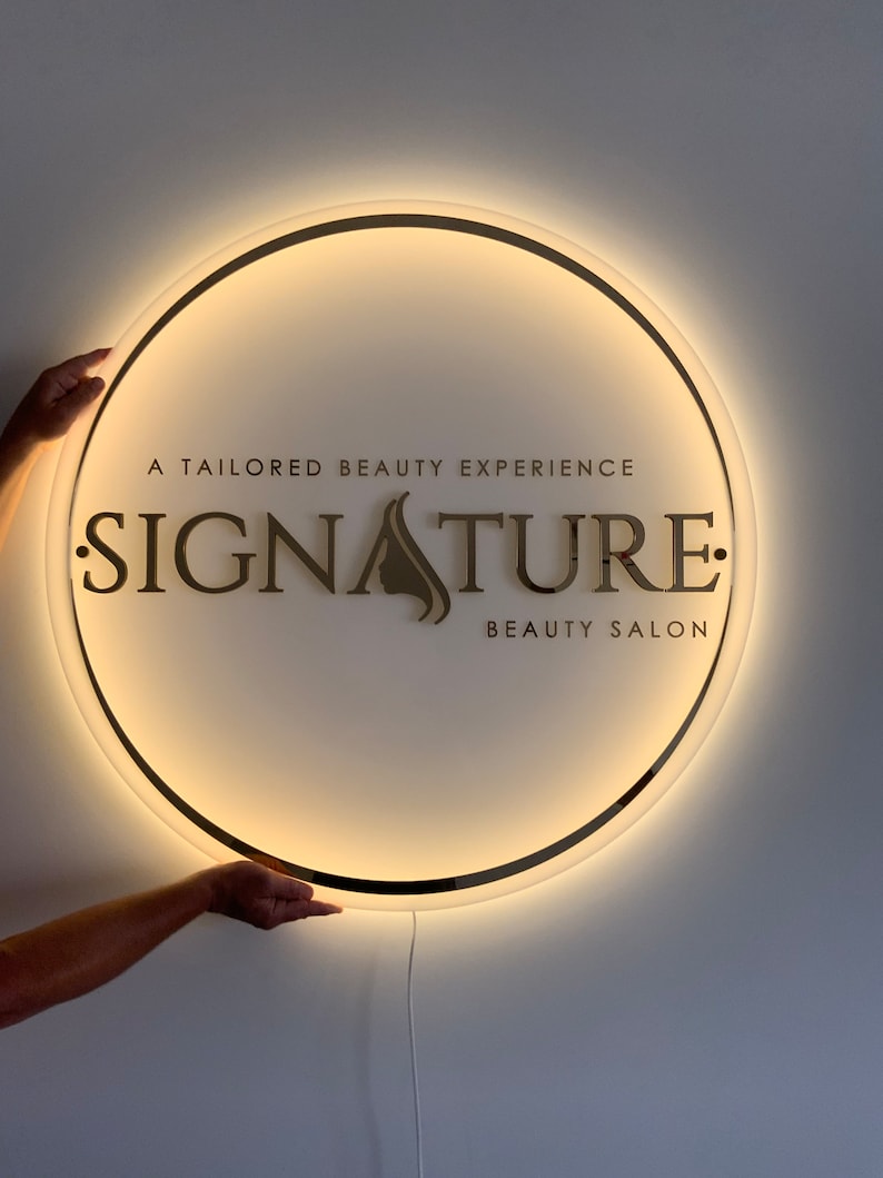 Acrylic Salon Sign Light Up, Business Name, Sign With Backlight, Salon