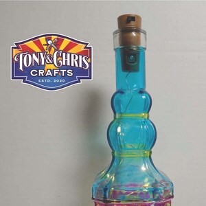 Lighted Bottle Blue  and Yellow - LED lights
