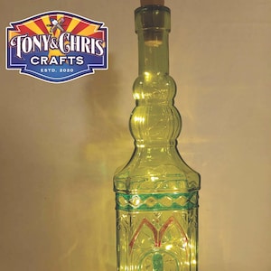 Lighted Bottle Green and Blue - LED lights