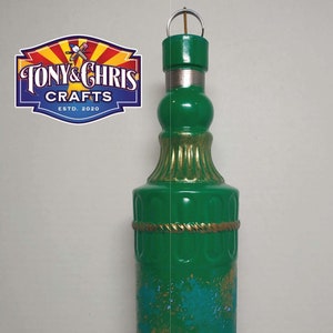 Green and Gold Glass Incense Bottle