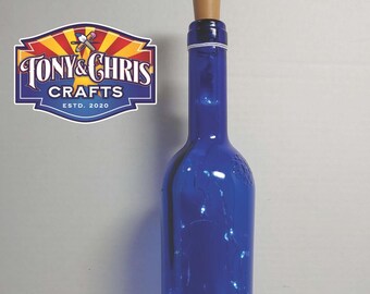 Lighted Bottle Blue - LED lights