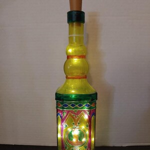 Lighted Bottle Yellow and Green - LED lights