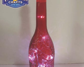Lighted Bottle Red and Black - LED lights