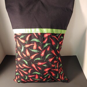 Red & Green Chili Pepper Small travel pillow with removeable pillowcase.