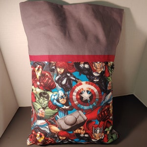 Superhero print Small travel pillow with removeable pillowcase.