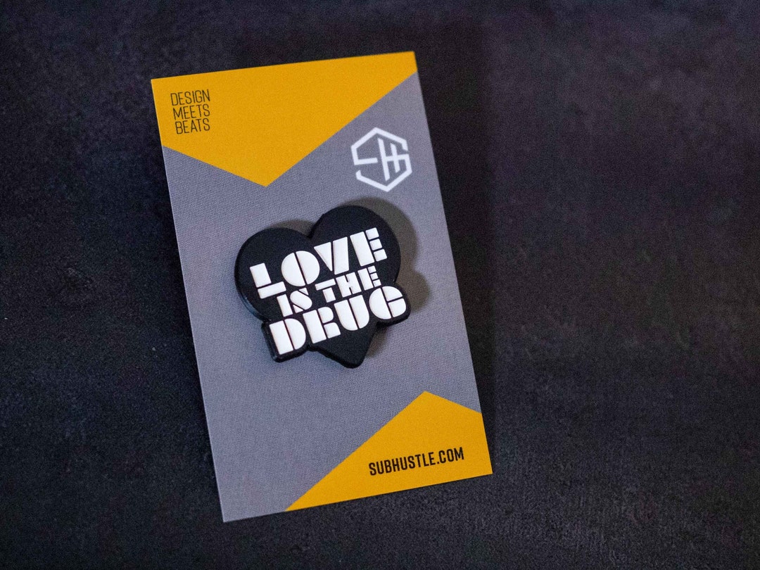 Roxy Music Pin Badge - Love is the Drug Enamel Pin - Black Heart Type ...