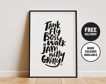 90s Dance Music Poster, Beats International Tank Fly Boss Walk Lyrics Print