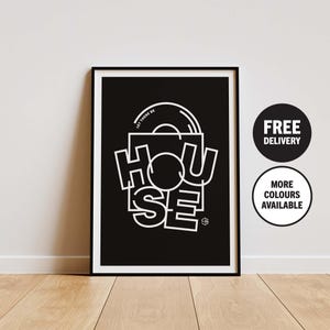 Let There Be House Musik Poster - Typografische Tanzmusik Wand Kunst Druck Geschenk