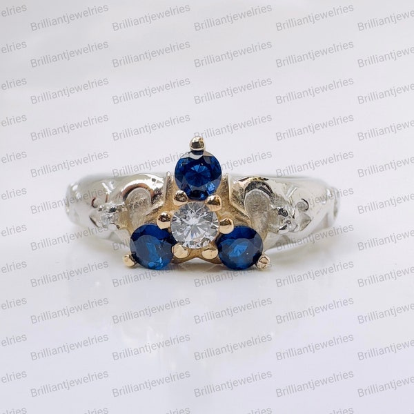 Triforce Zora's Cubic Zirconia Spiritual Stone Diamond Cz Custom Ring 14K Gold Legend of Zelda Inspired Ring Video Game Engagement Ring