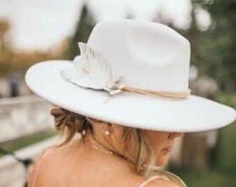 Head ’n Home Women\'s White Leather Cowboy Hat XS Bogie Feathered Braided Western White Cowboy Hat with Feathers | Western Cowboy main image 3