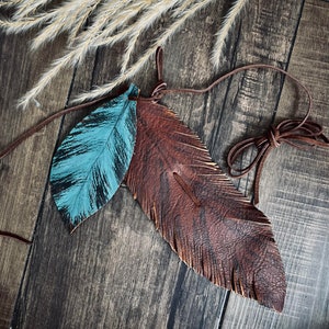 Leather Feather Hat Band - Cowboy Hat Band - Cowgirl Hat Band