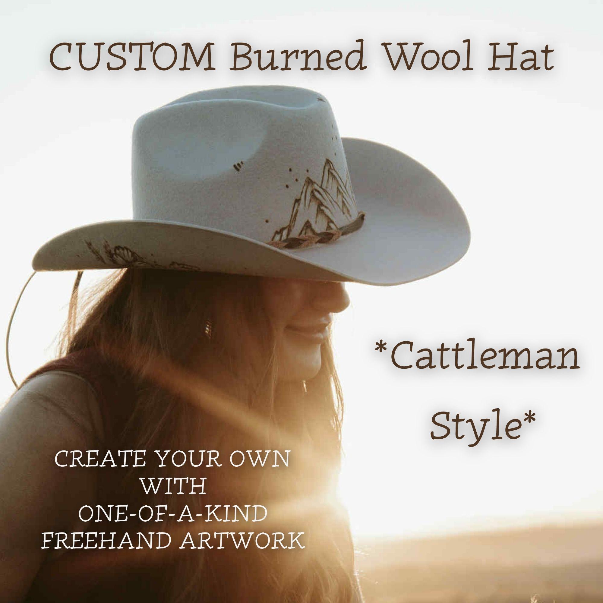 Grey Burned Western Hat - Etsy