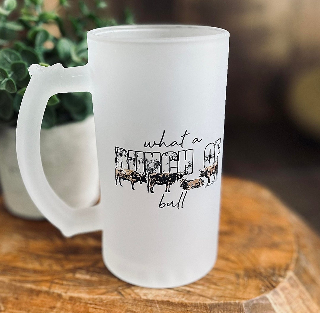 Frosted Mug With Bunch of Bull Design - Country Western Beer Stein ...