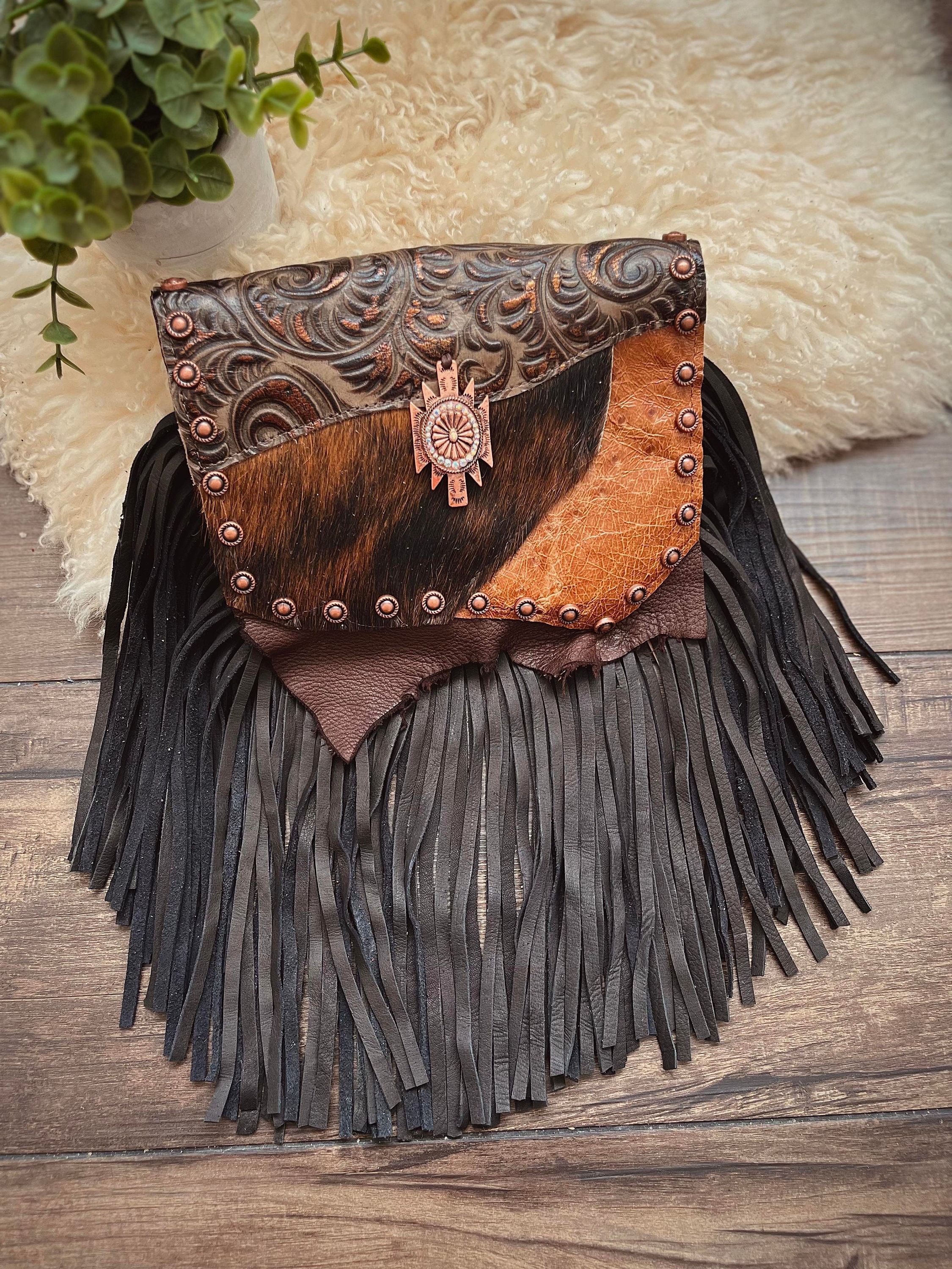 Buy Women's Brown Leather Hip Bag With Fringe Crossbody Online in India 