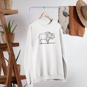 Buffalo Sketch Crewneck Sweatshirt - Bison Graphic Sweater