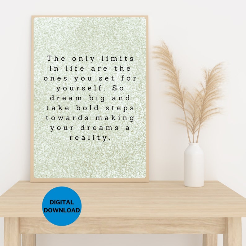 No Limits Motivational Quote Wall Art, Home Décor, Inspirational Quotes
