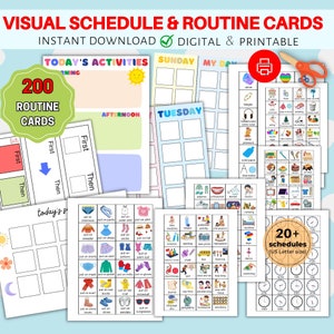 Programme visuel et cartes de routine | Tableau des routines numérique imprimable pour Austim Kids, outils d'ergothérapie pédiatriques d'abord