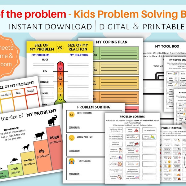 Size of the Problem, Problem Solving Worksheets for Kids & Students, Autism, Occupational Therapy, ABA, Kindergarten, Emotional Regulation